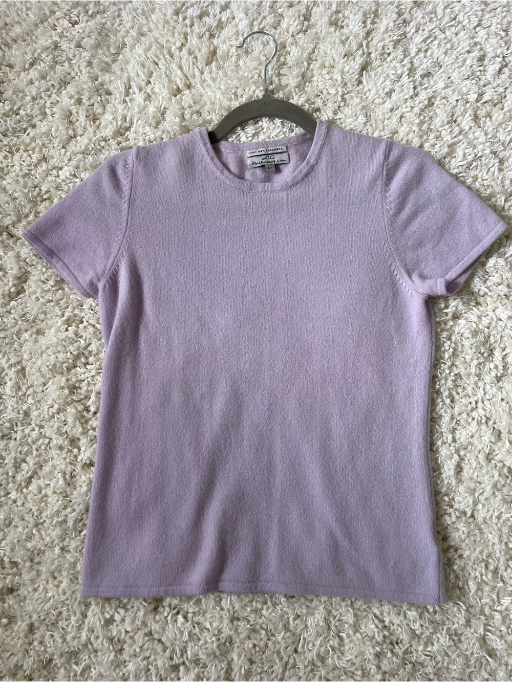 100% Cashmere Short Sleeve Sweater Tee in the prettiest soft lavender shade 💜